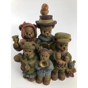 Vintage 1998 Berry Hill Bears Christmas 99937 Psalm 96:1 Resin Family Figurine